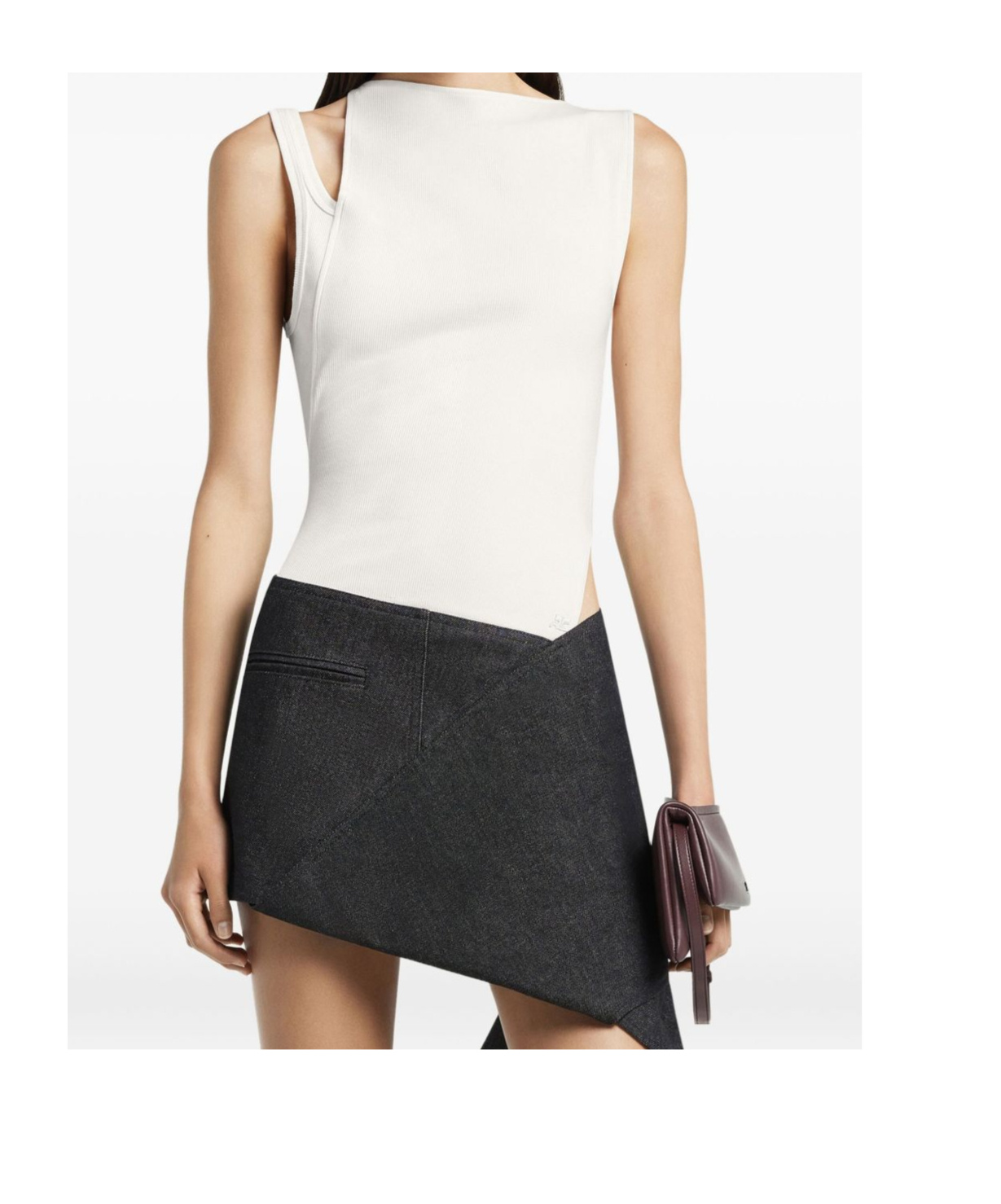 Courrèges Oblique 90`s Rib Top Clothing In White