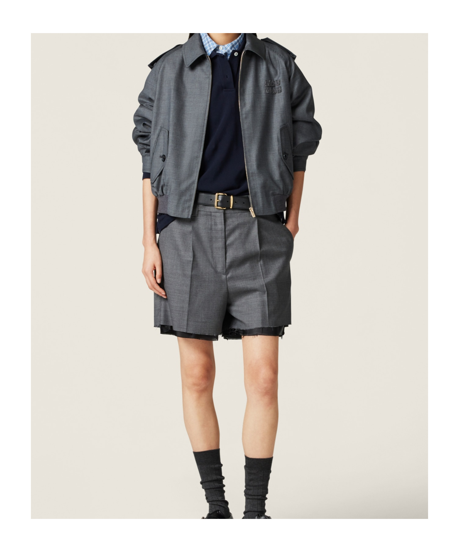 Miu Miu Grisaille Blouson Jacket In Black