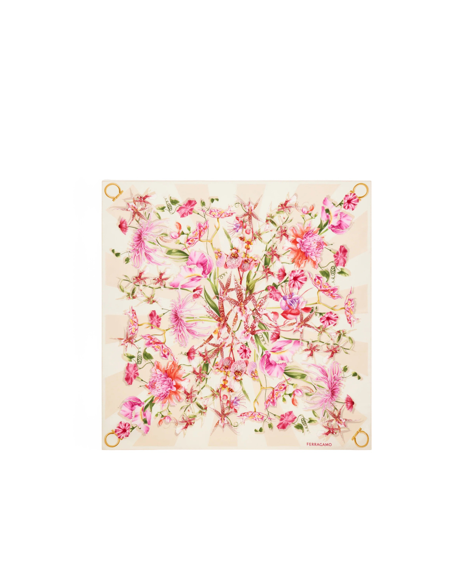 Ferragamo Gaia Print Silk Scarf In Neutral