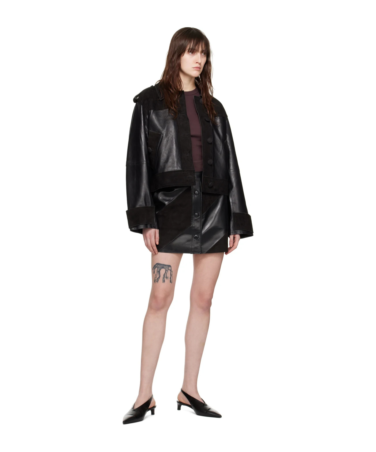 Stand Studio Corinne Button Leather Jacket In Black