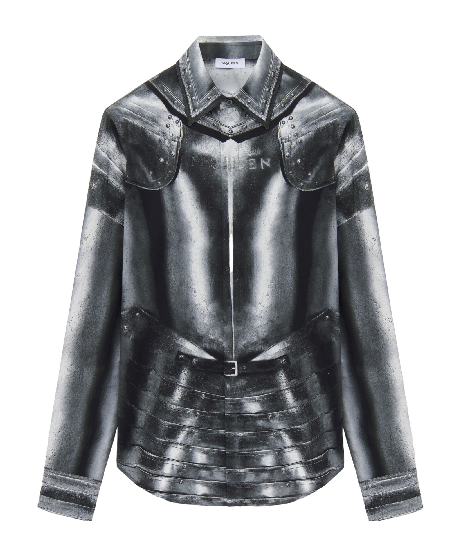 Alexander Mcqueen Mcqueen Armor Print Shirt Steel In Gray