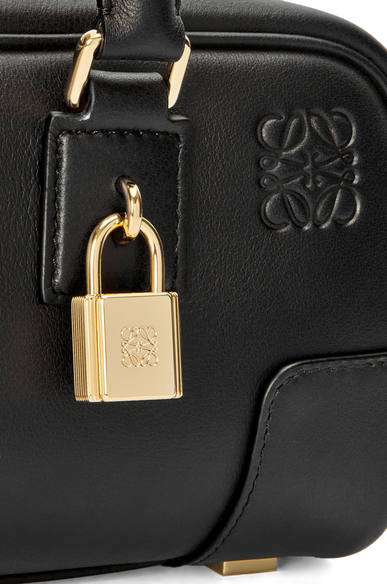 Loewe Mini Puzzle Leather Shoulder Bag In Black