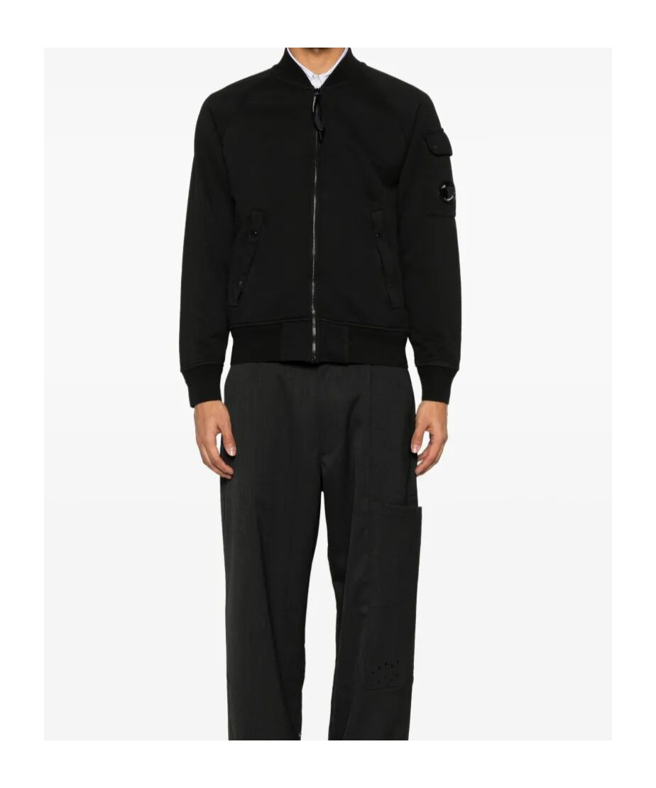 C.p. Company Zip-up Cotton Sweatshirt In Black