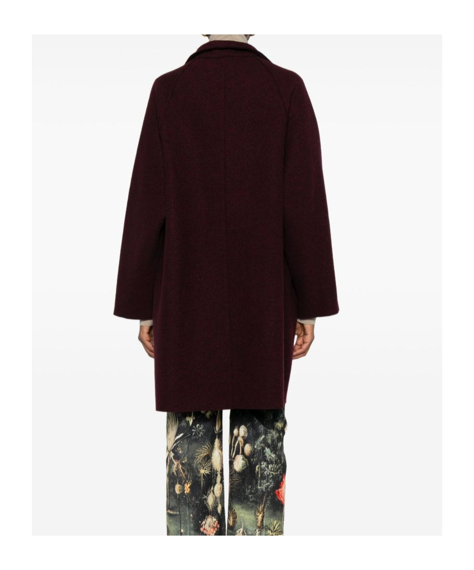 Harris Wharf London Wool Coat With High Neck And Raglan Sleeves In Burgundy