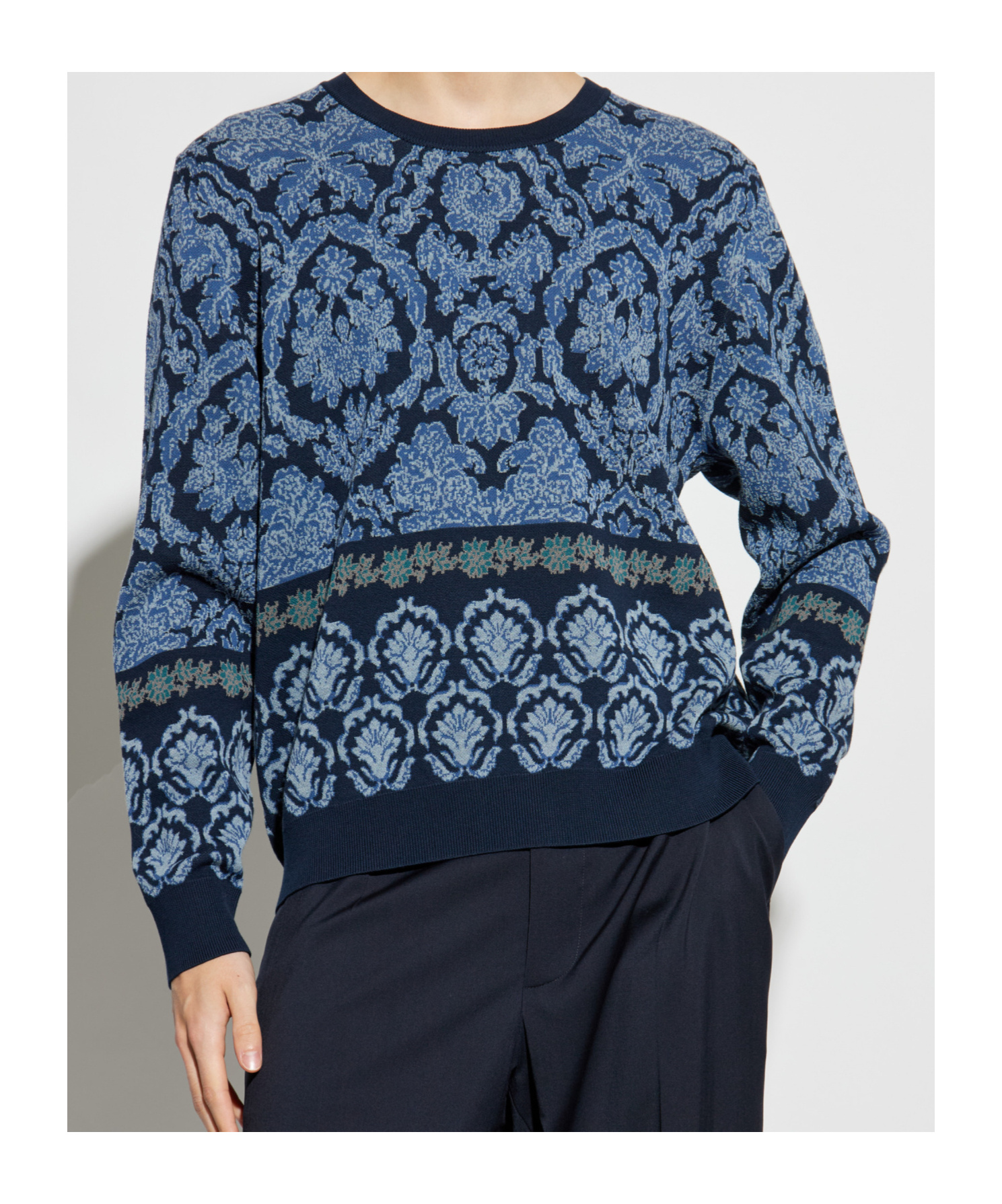 Etro Crew Neck Sweater Intricate Pattern
