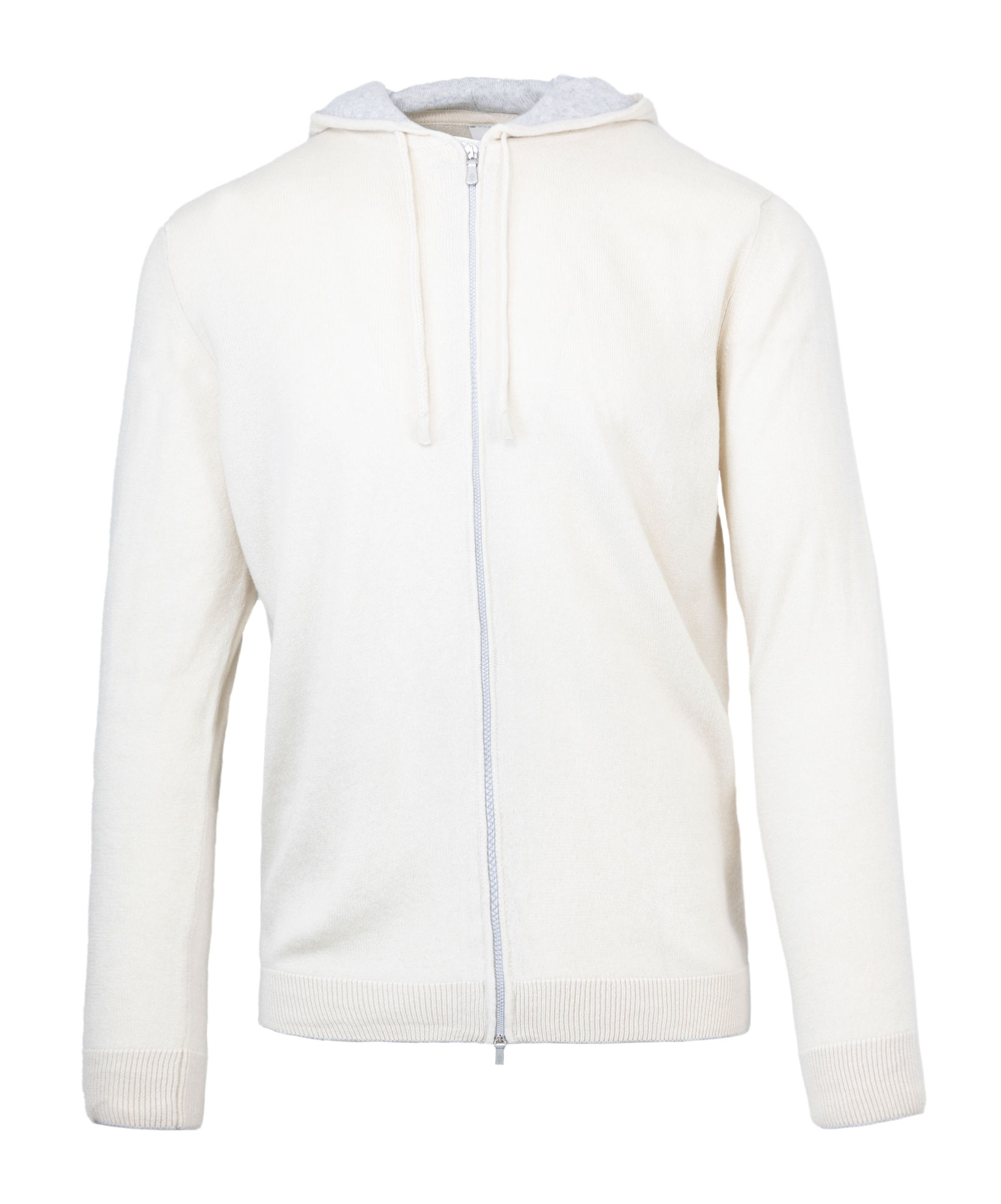 Eleventy Beige Full Zip Sweater In White