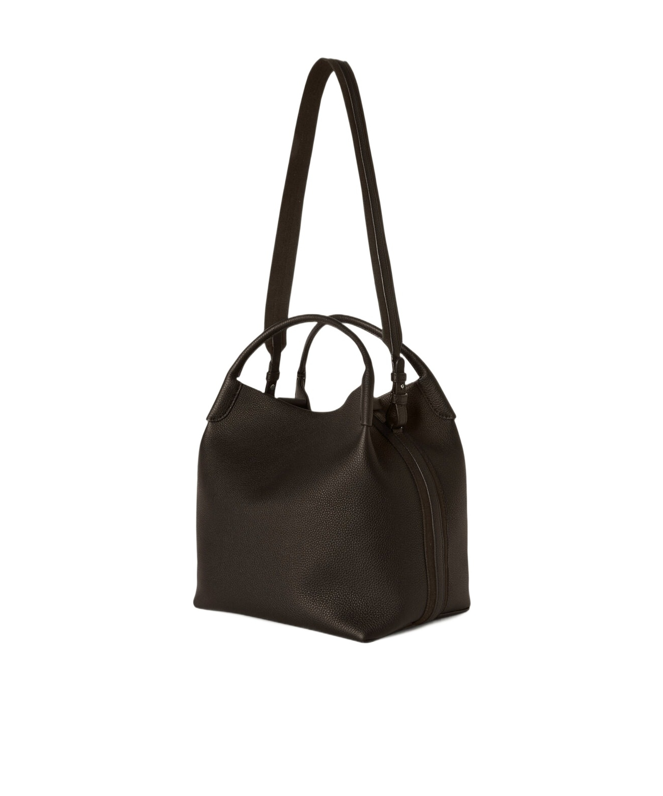 Loro Piana Large Bale Shoulder Bag In Dark Chocolate Licorice/sun Gold