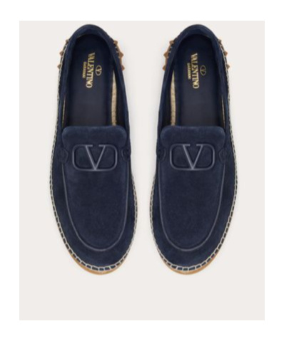 Valentino Leisure Flows Espadrilles In Split Leather In Black
