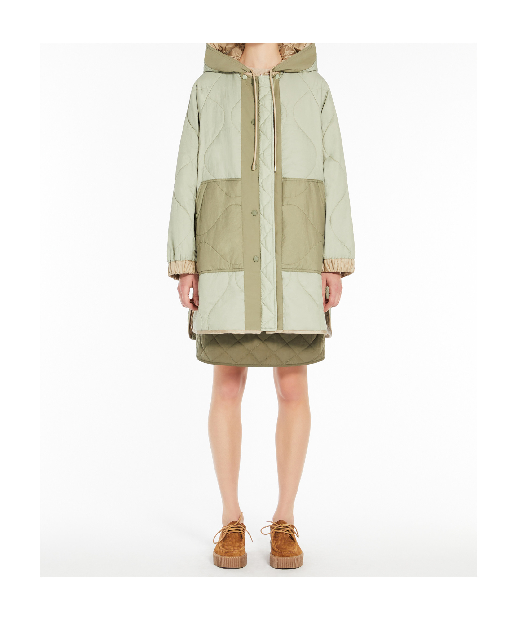 Weekend Max Mara Long-sleeved Double-sided Parka Coat In Nude