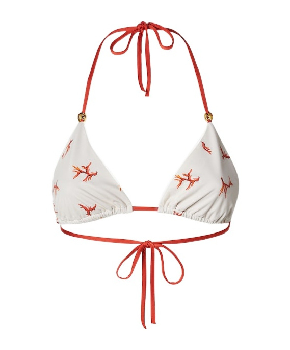 Fendi White Lycra Bikini Top With Coral Print