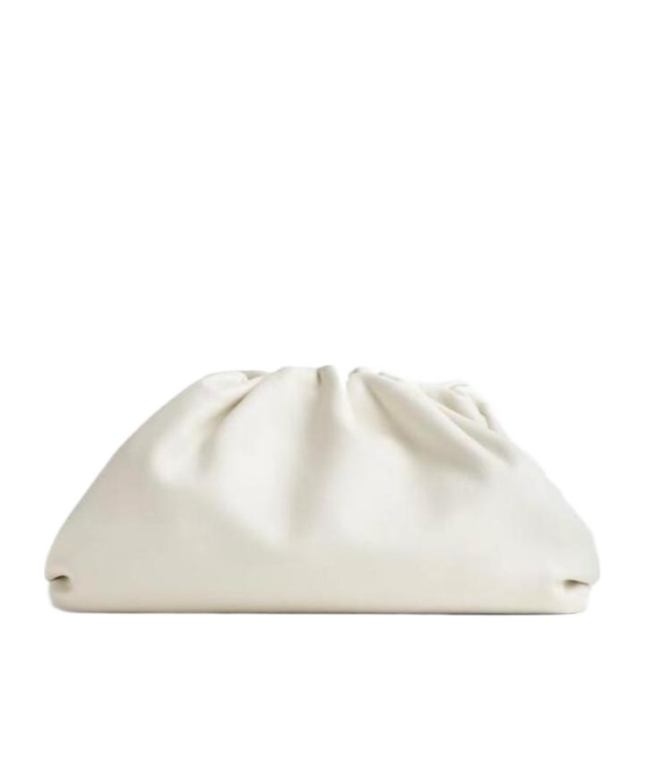 Bottega Veneta The Pouch Large Gathered Leather Clutch In White