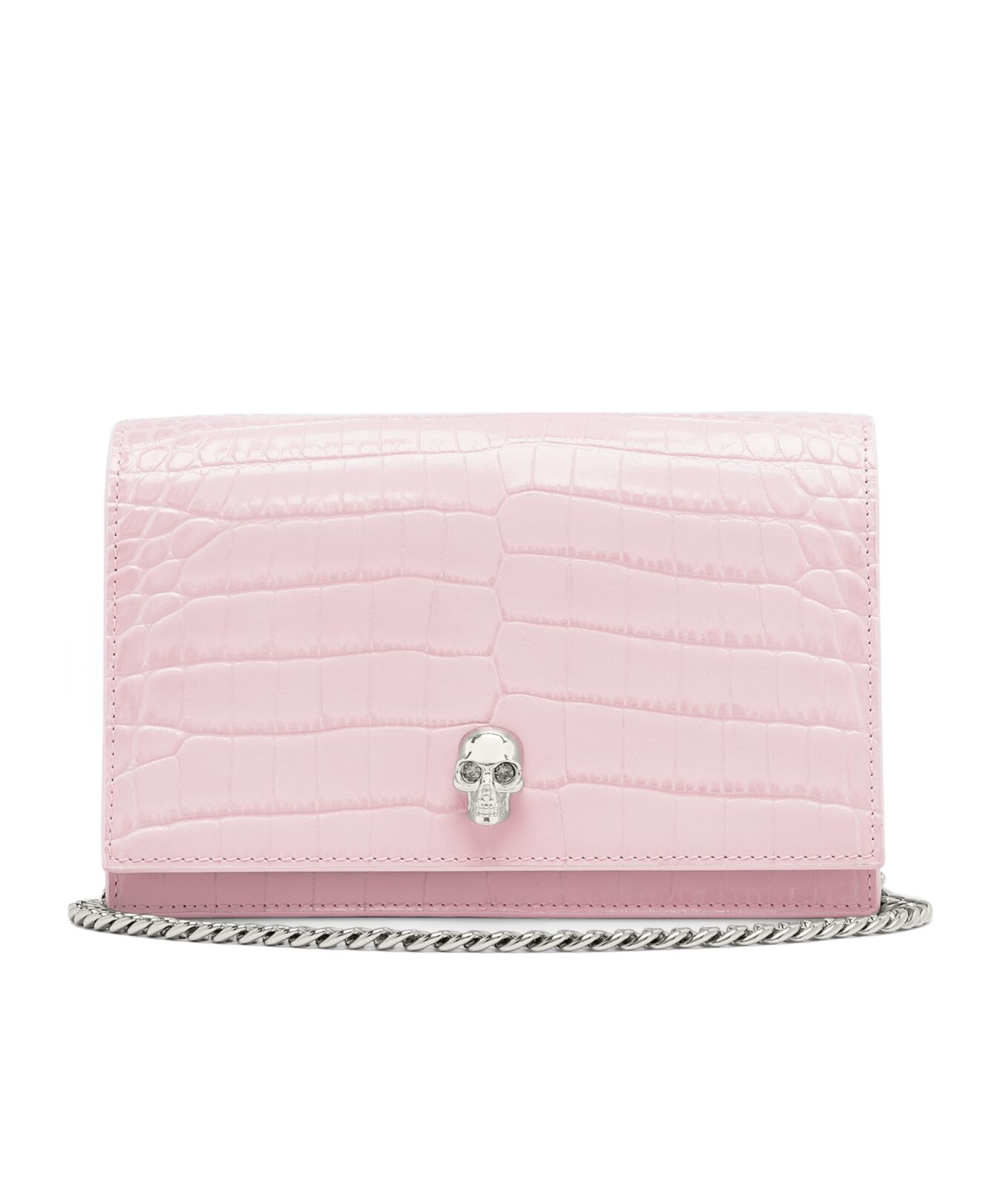 Alexander Mcqueen Small Croc-embossed Skull Cross-body Bag