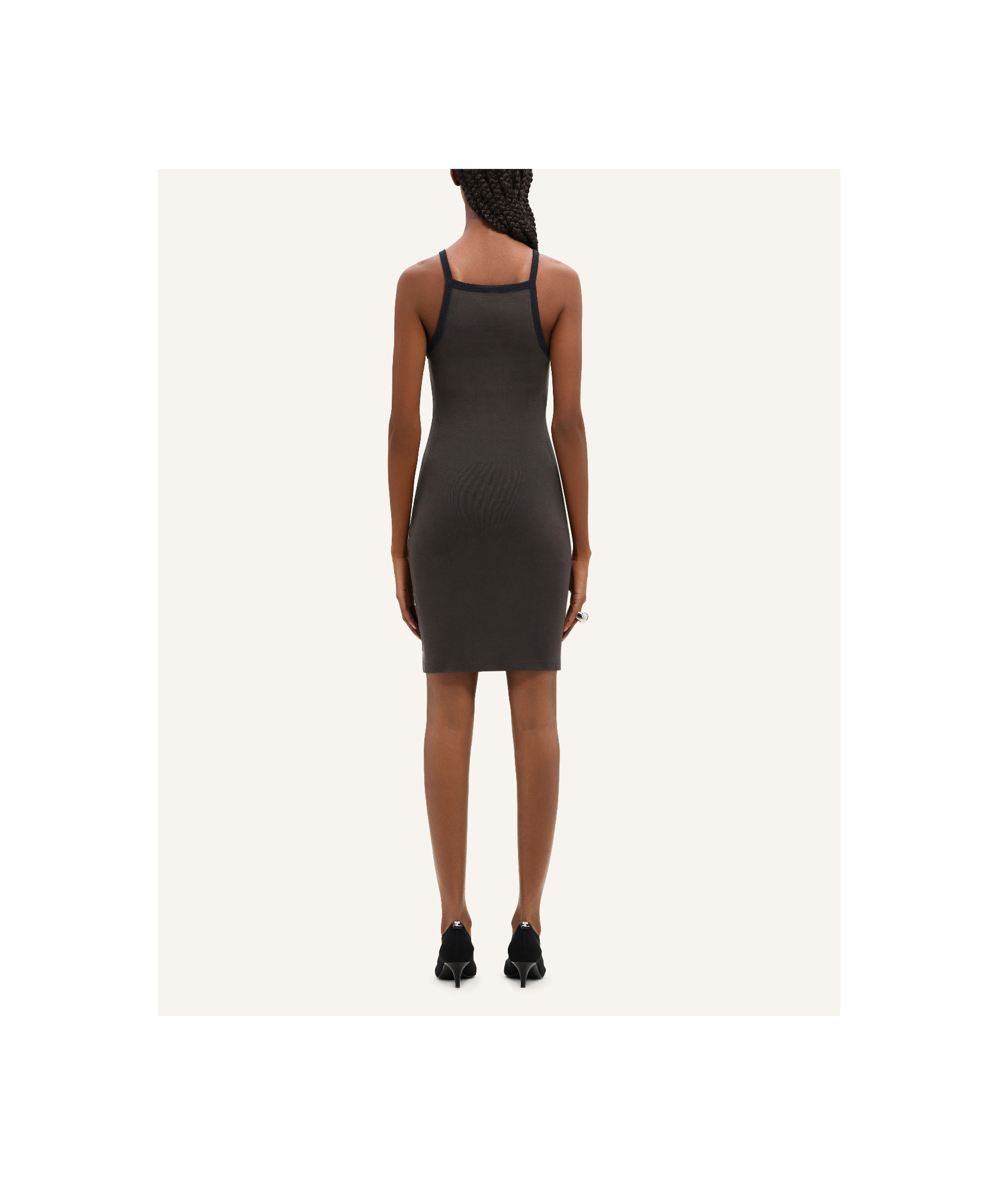 Courrèges Contrast Cotton Jersey Mini Dress In Black