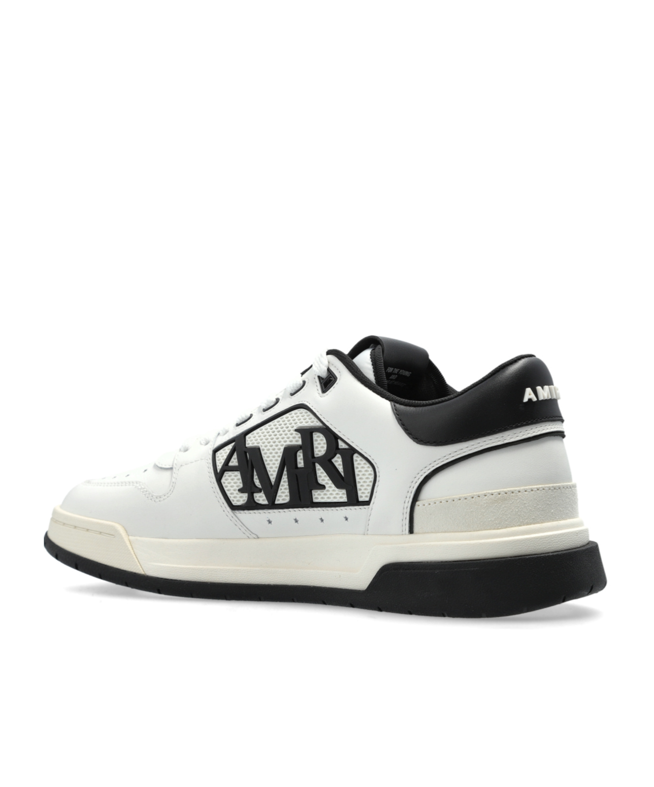 Amiri White Low Top Sneakers With Logo Patch On The Side And Contrasting Heel With Logo Lettering In Leath In White