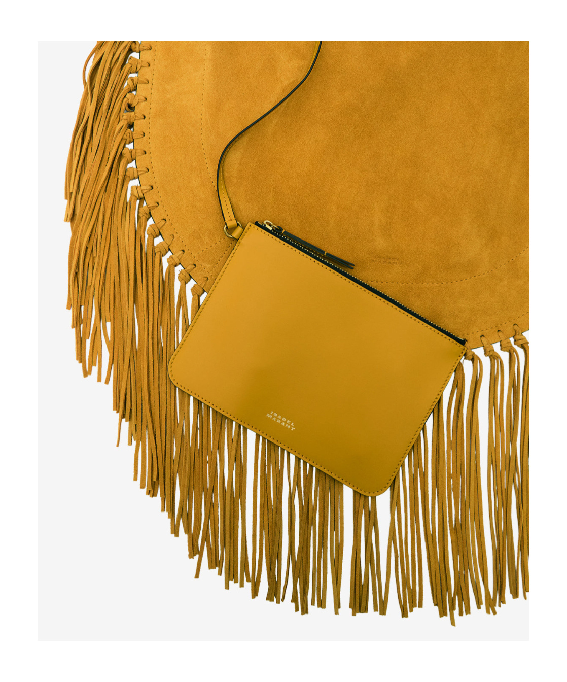 Isabel Marant Oskan Fringed Suede Shoulder Bag In Yellow