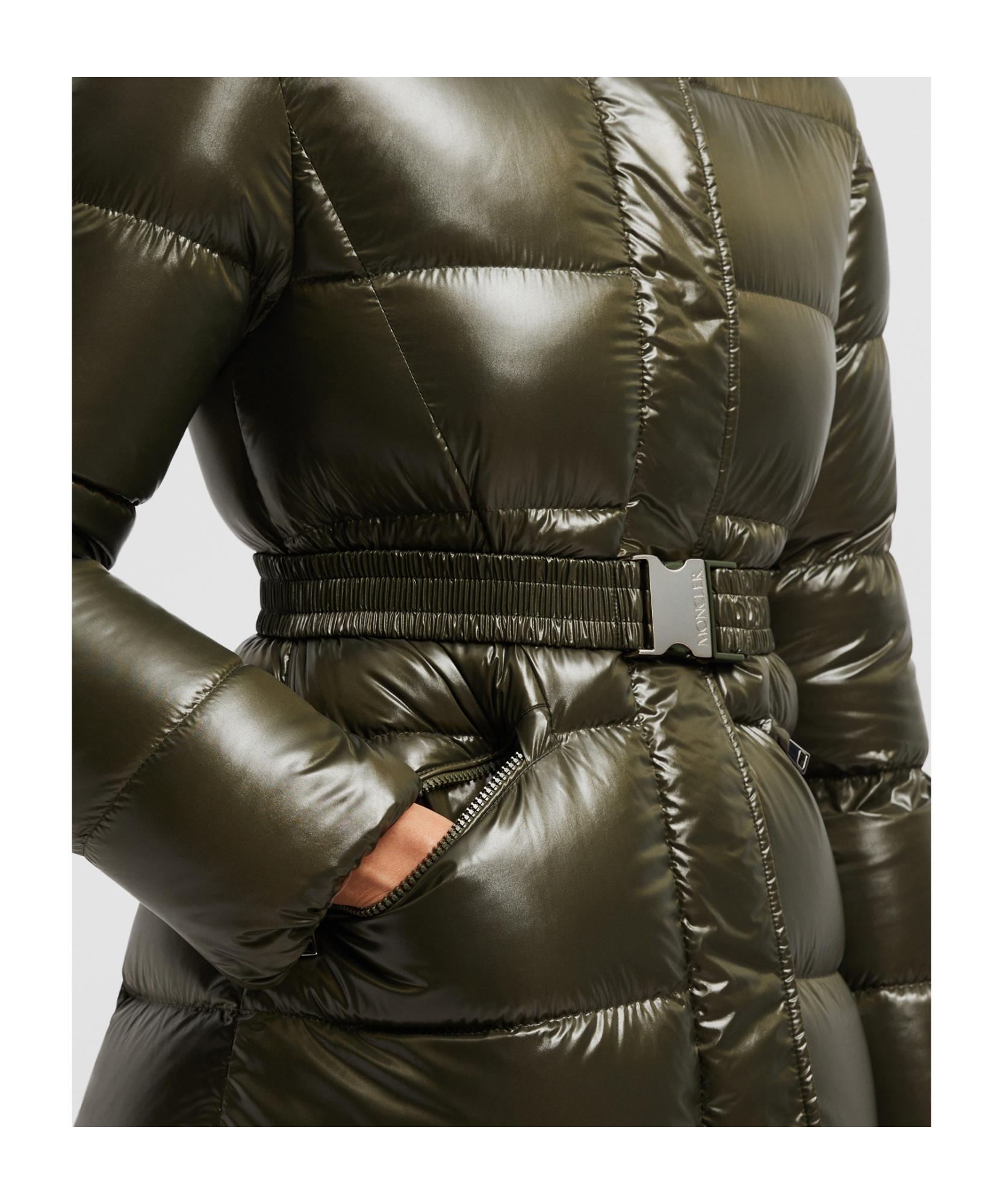 Moncler Doudoune Longue Bellevue In Green