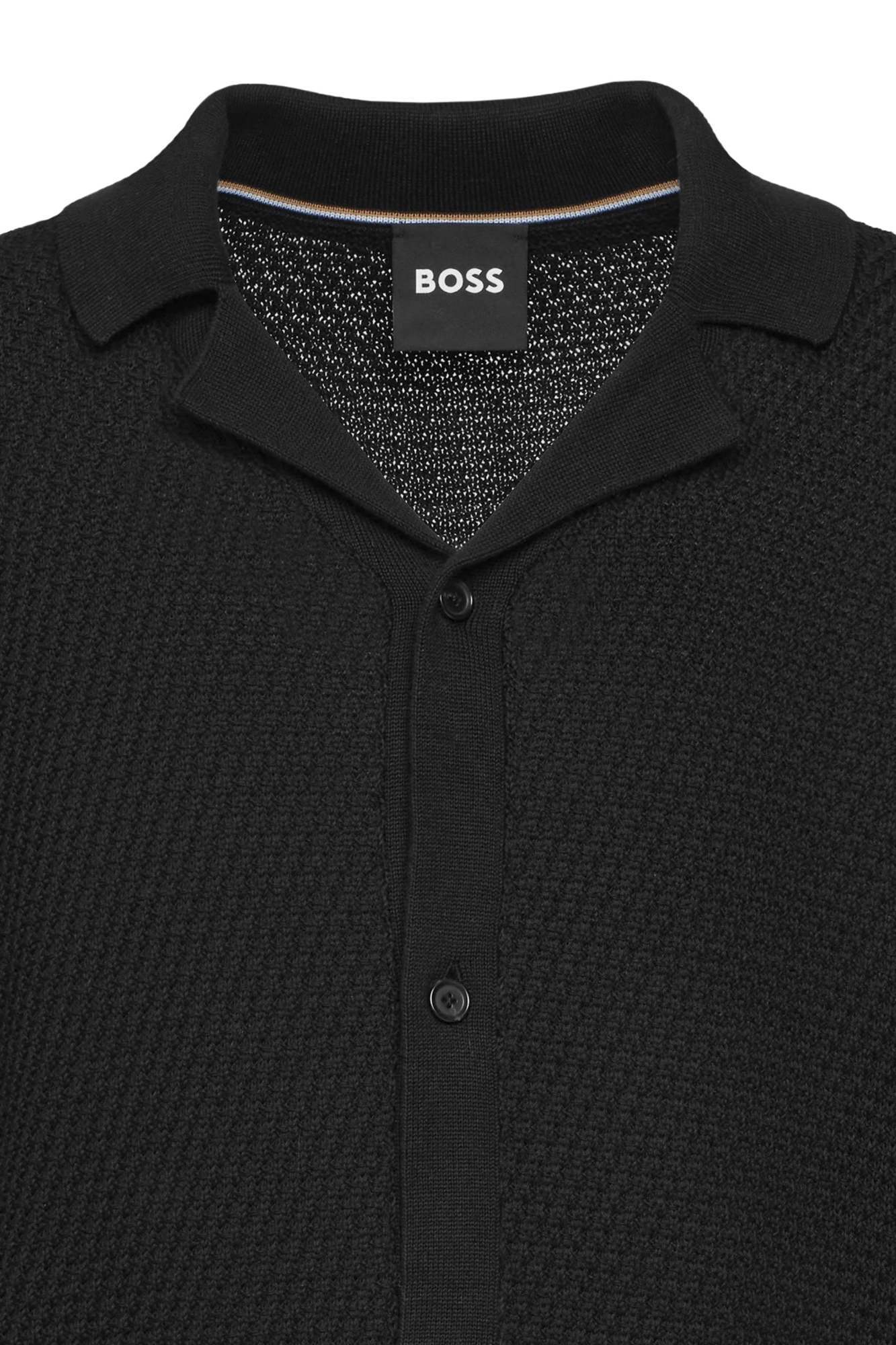 Hugo Boss Short Sleeve Knitted Cardigan In Black