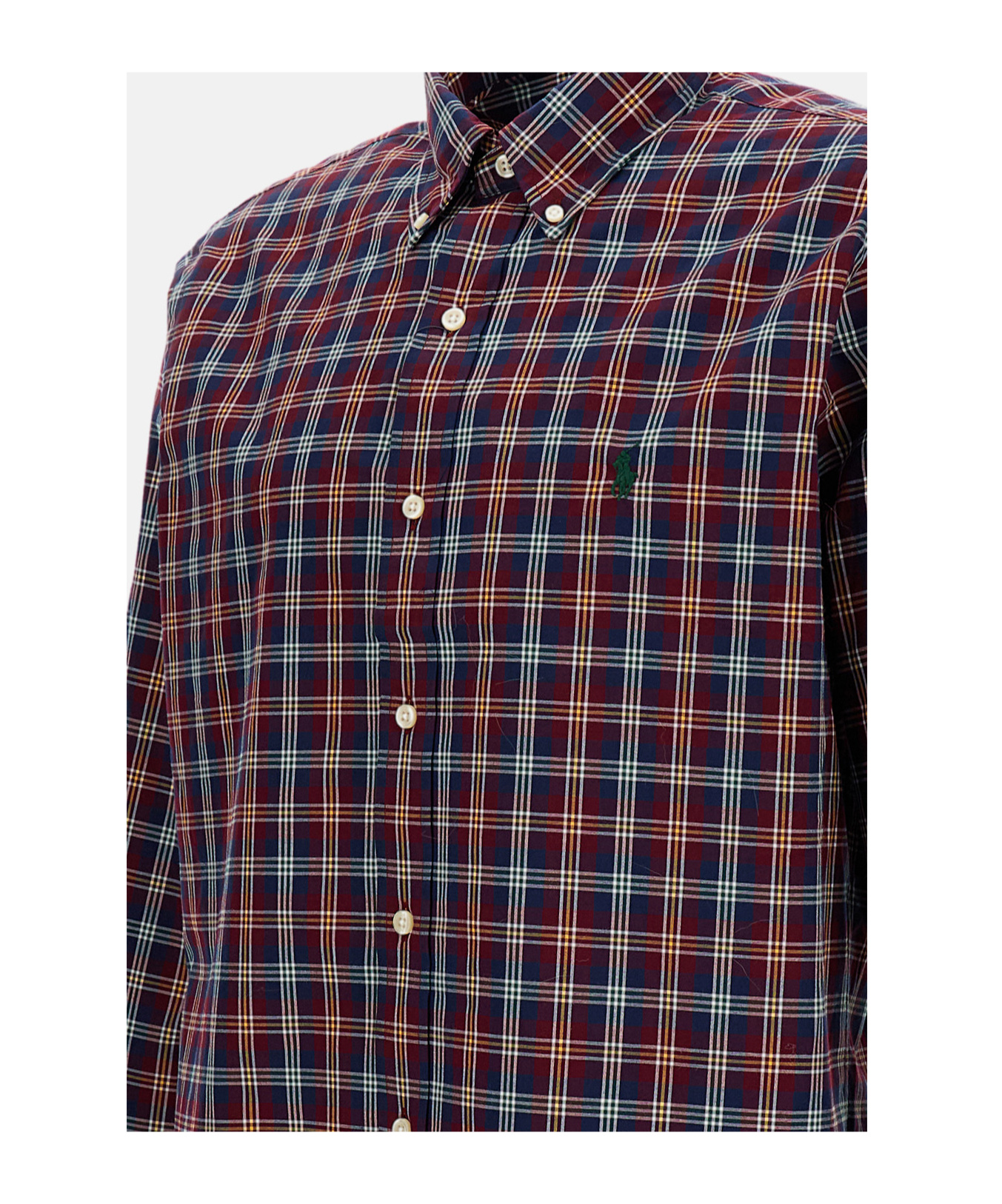 Polo Ralph Lauren Checked Poplin Shirt Featuring Button-down Collar In Multi