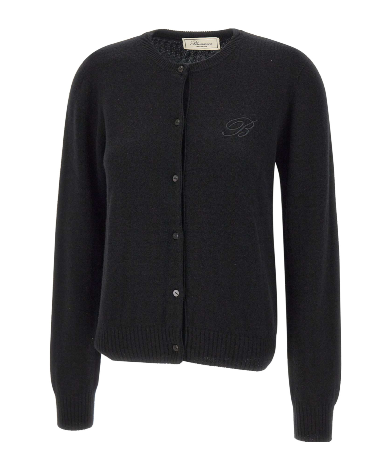 Blumarine Embroidered Logo Button Cardigan In Black