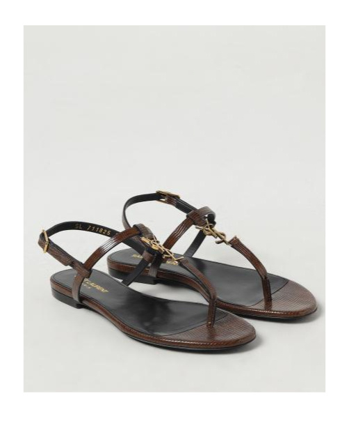 SAINT LAURENT CASSANDRE-PLAQUE LEATHER SANDALS
