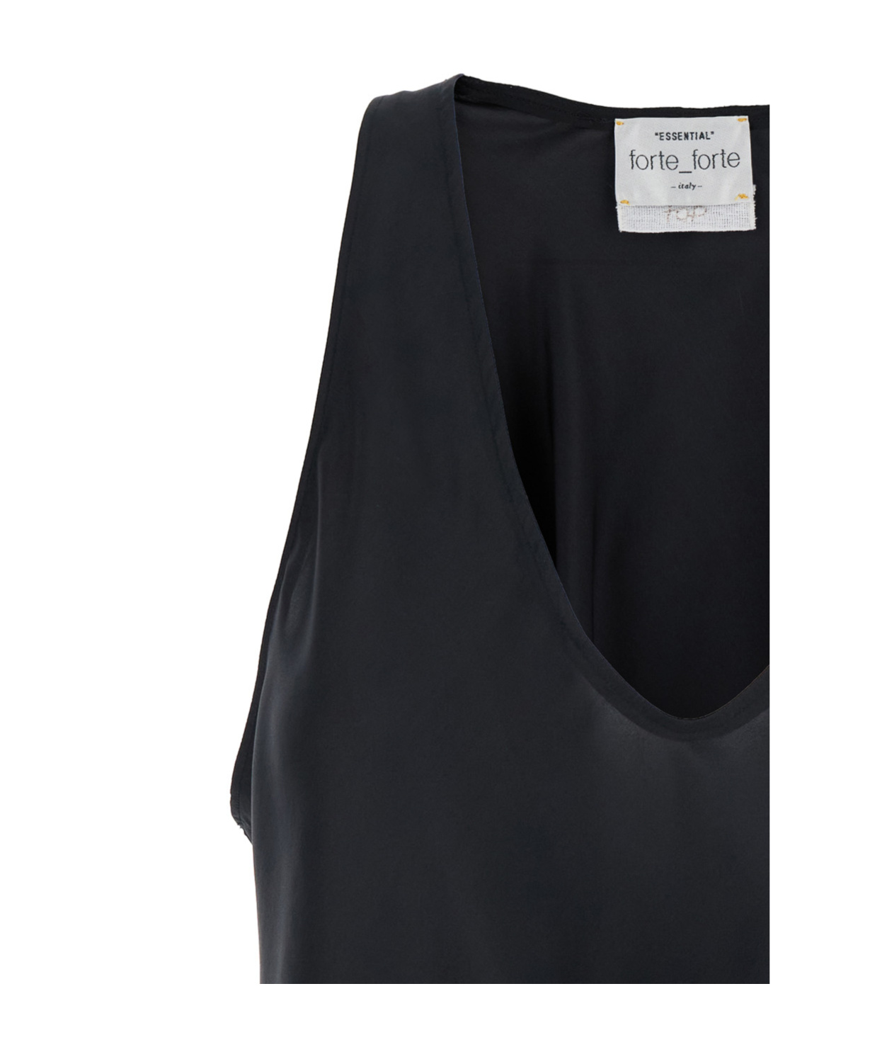 FORTE FORTE 'ESSENTIAL' BLACK SLEEVELESS TOP WITH PLUNGING NECKLINE IN SILK WOMAN
