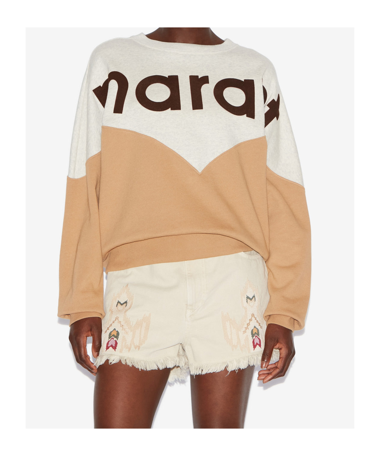 Isabel Marant Étoile Two-tone Cotton Blend Houston Sweatshirt In Nude