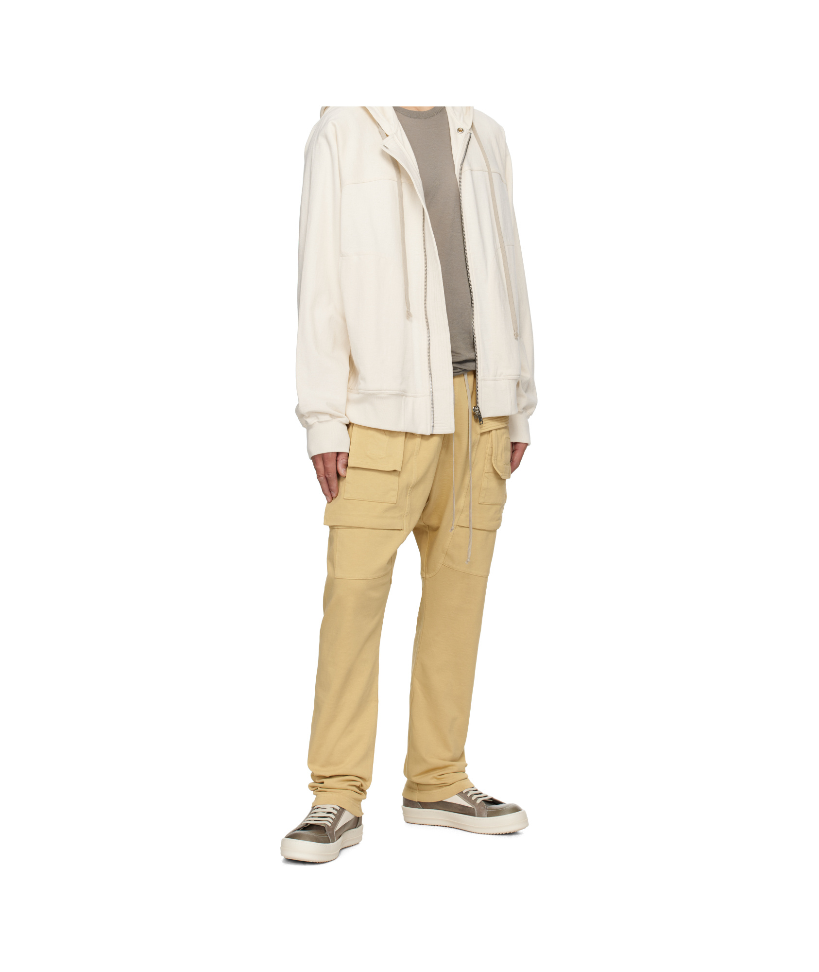 Rick Owens Drkshdw Beige Hollywood Creatch Cargo Drawstring Pants In Beige
