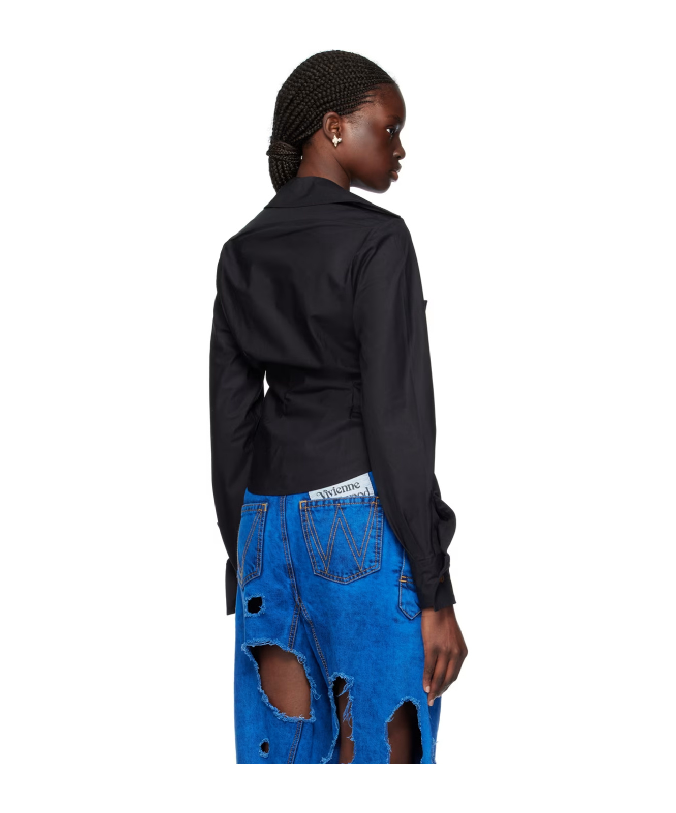 Vivienne Westwood Long Sleeve Collared Top With Cuffed Sleeves In Black