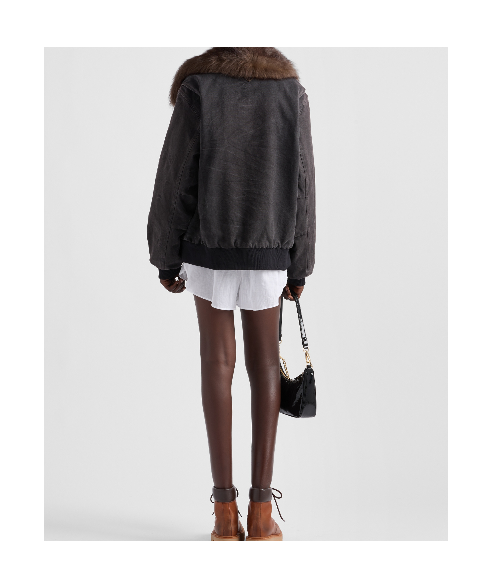 Prada Fur-collar Blouson Jacket In Black