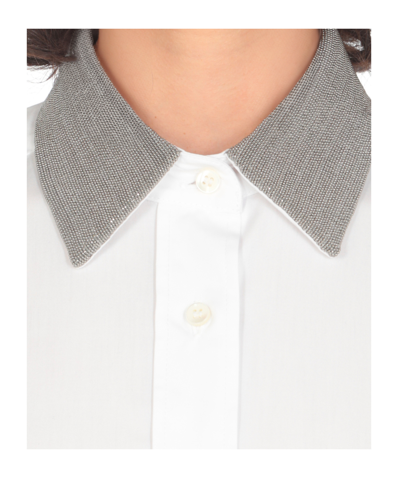Brunello Cucinelli Women's "shirt With Beaded Collar In White