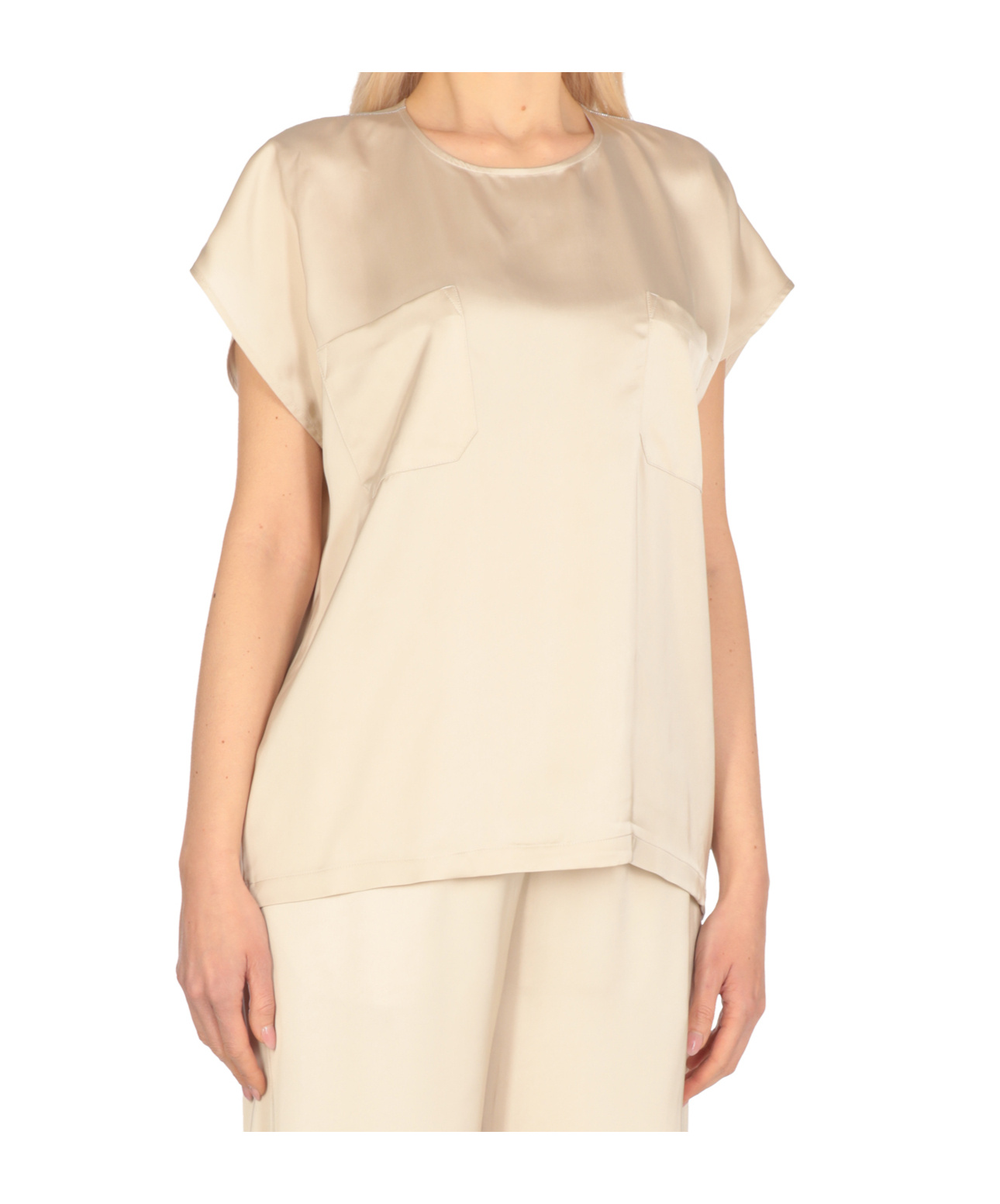 Fabiana Filippi Viscose Top With Round Neck And Button In White