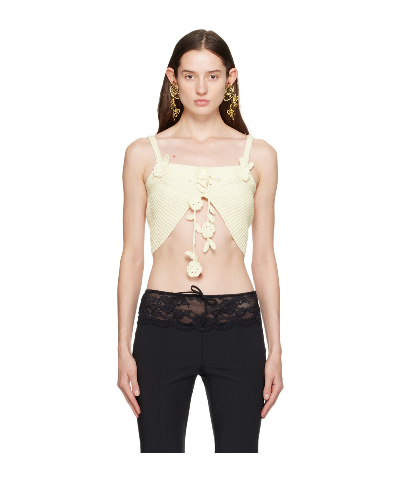 Blumarine Off-white Flower Camisole In White