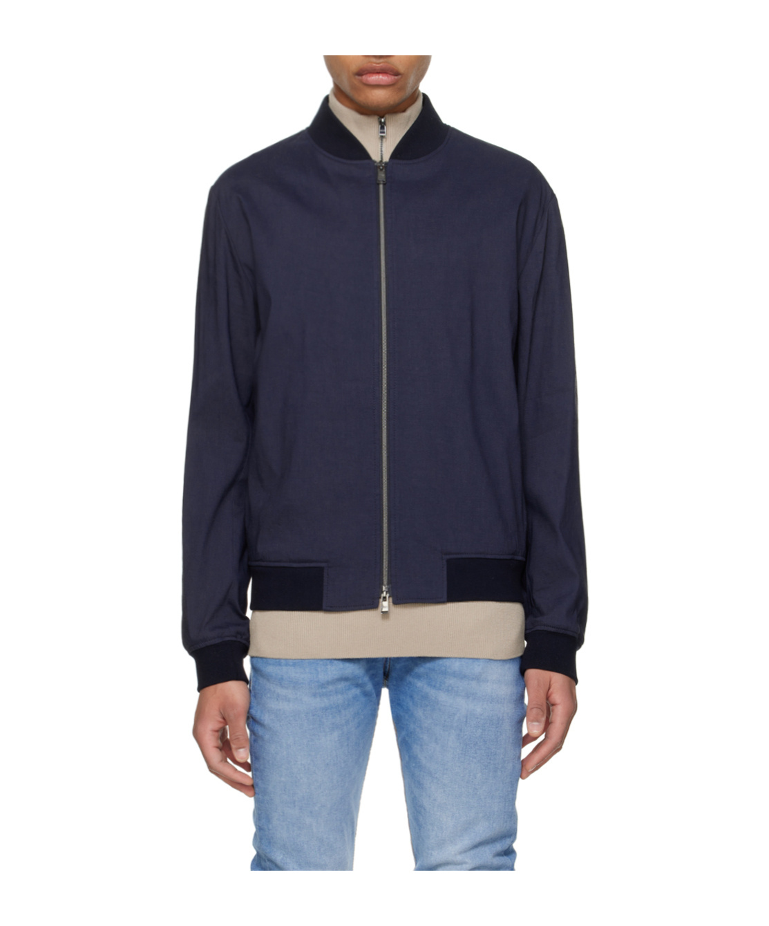 Hugo Boss Jacket With A Stand-neck Zipper In Black