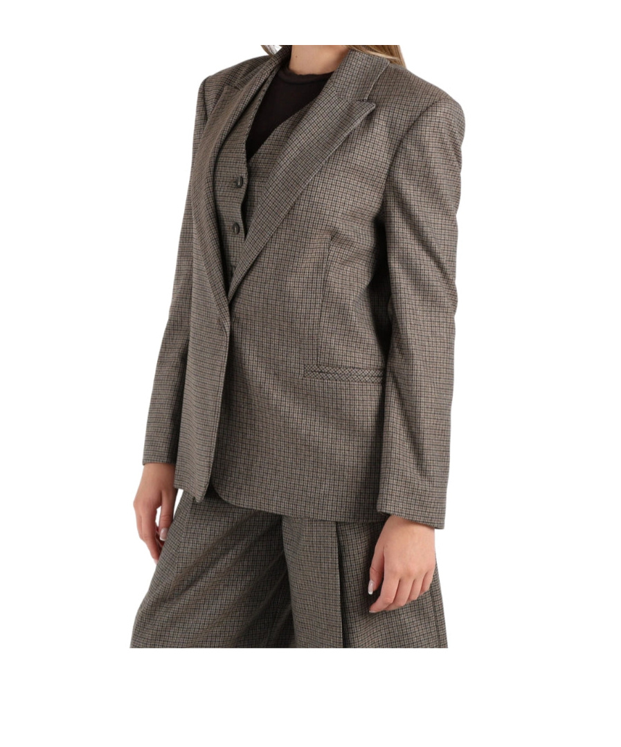 Kaos Single-breasted Houndstooth Blazer In Brown