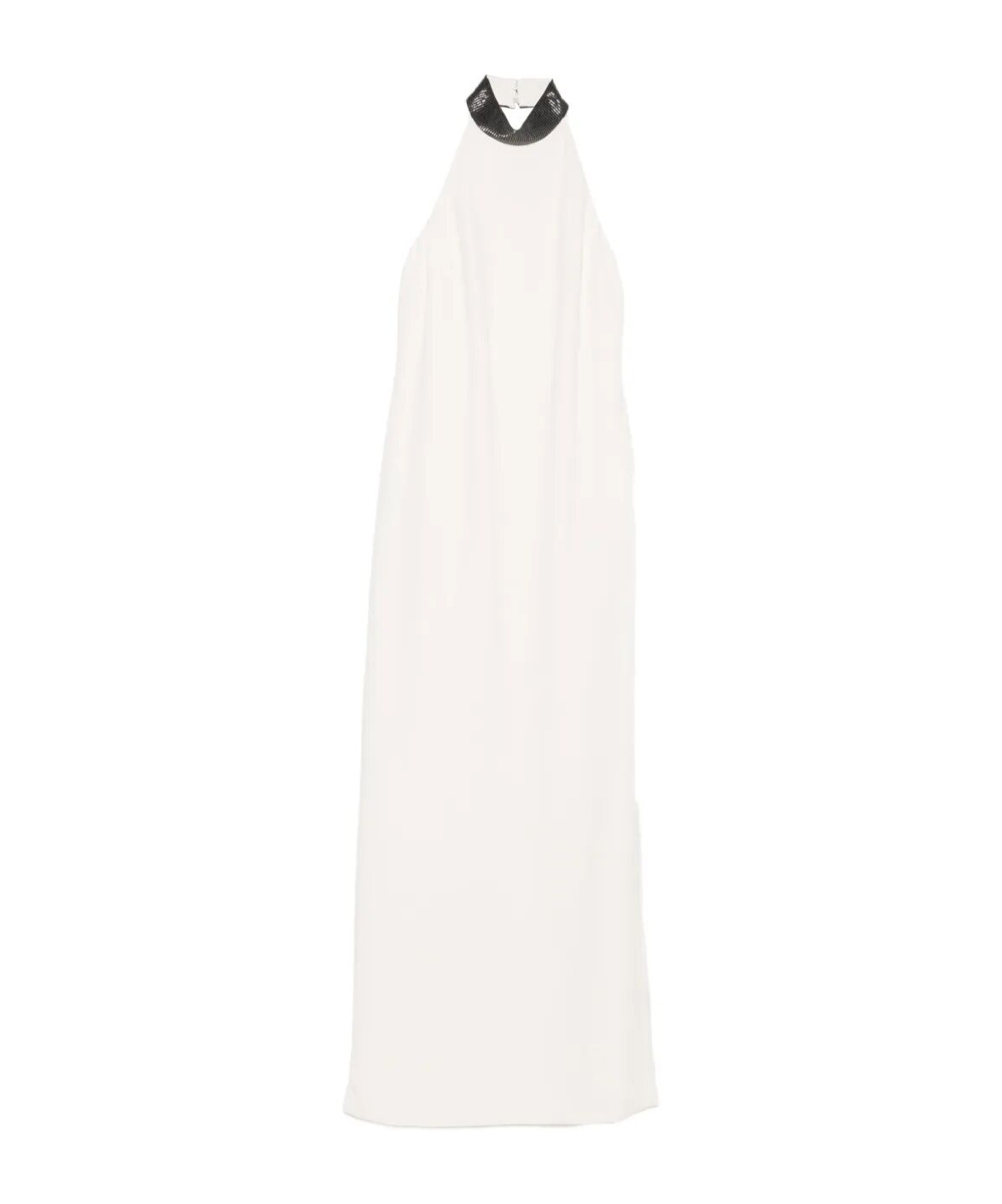 Brunello Cucinelli Halterneck Embellished Dress In White