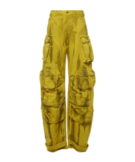 Attico Mid-rise Cargo Casual Pants In Yellow