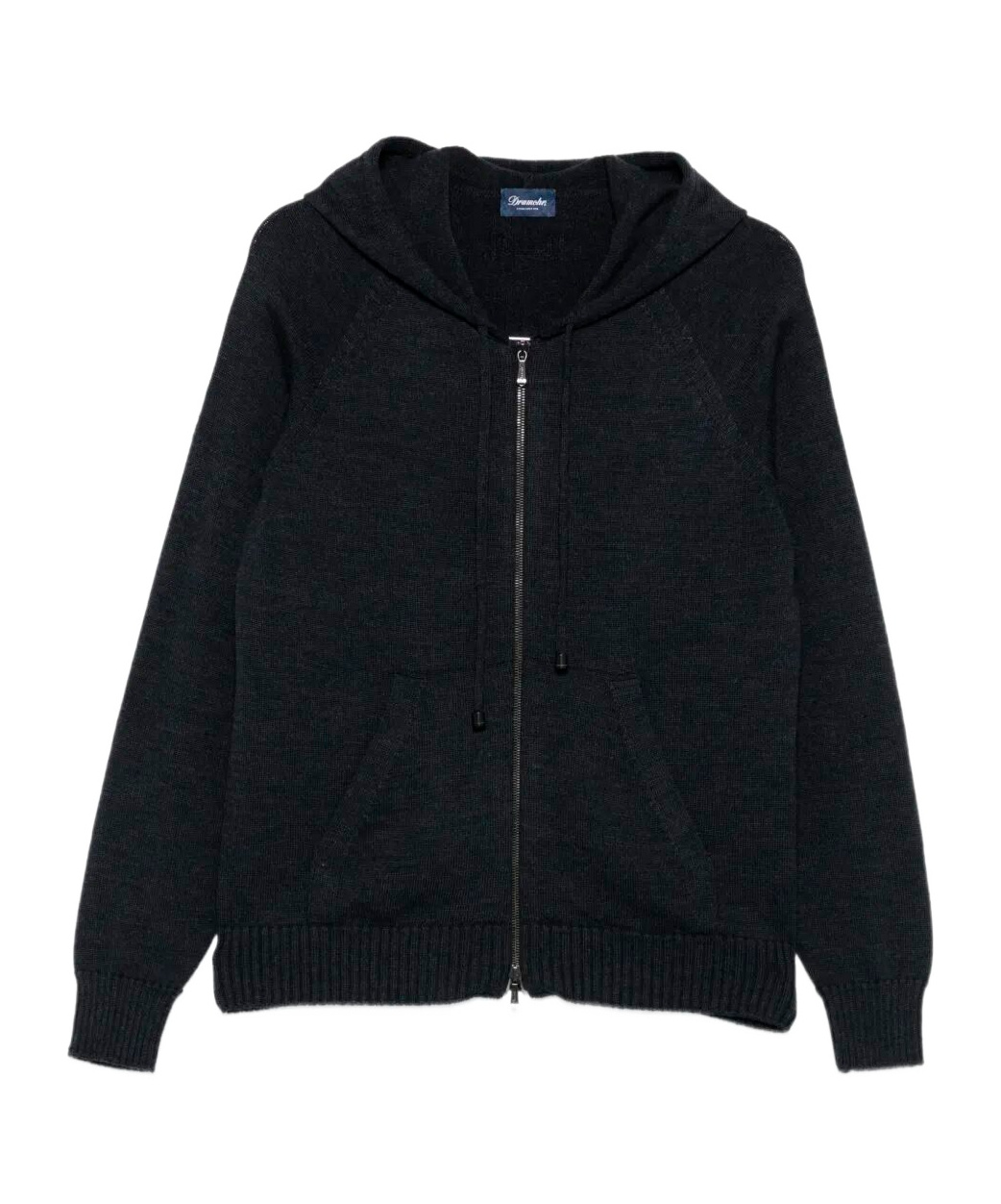 Drumohr Hooded Zip-up Sweater In Black