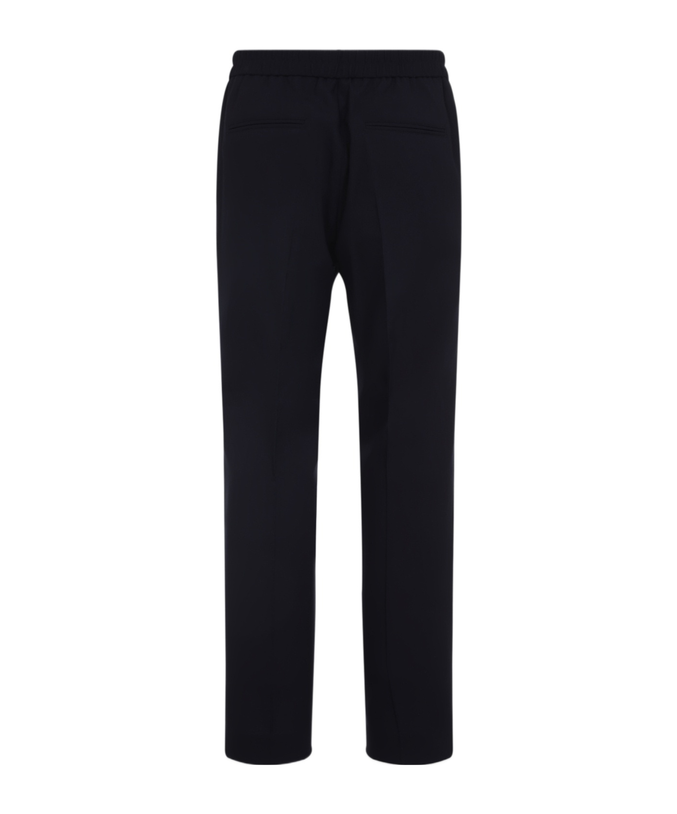 Paul Smith Tailored Blue Wool Trousers With Elastic Waistband In Black