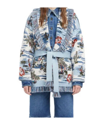 Alanui Tex-hawaii Roundtrip Fringed Tapestry Cardigan In Multi
