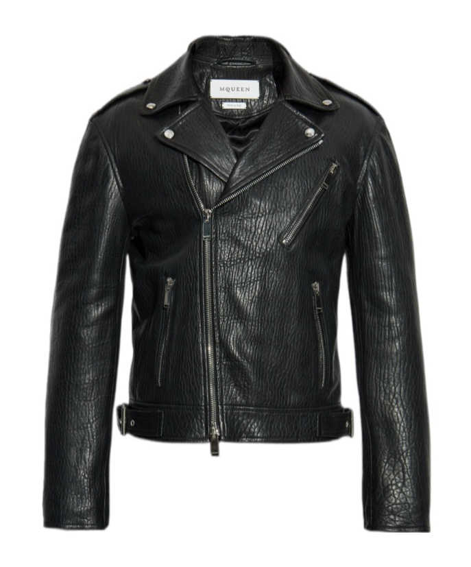 Alexander Mcqueen Zipped Leather Biker Jacket In Black