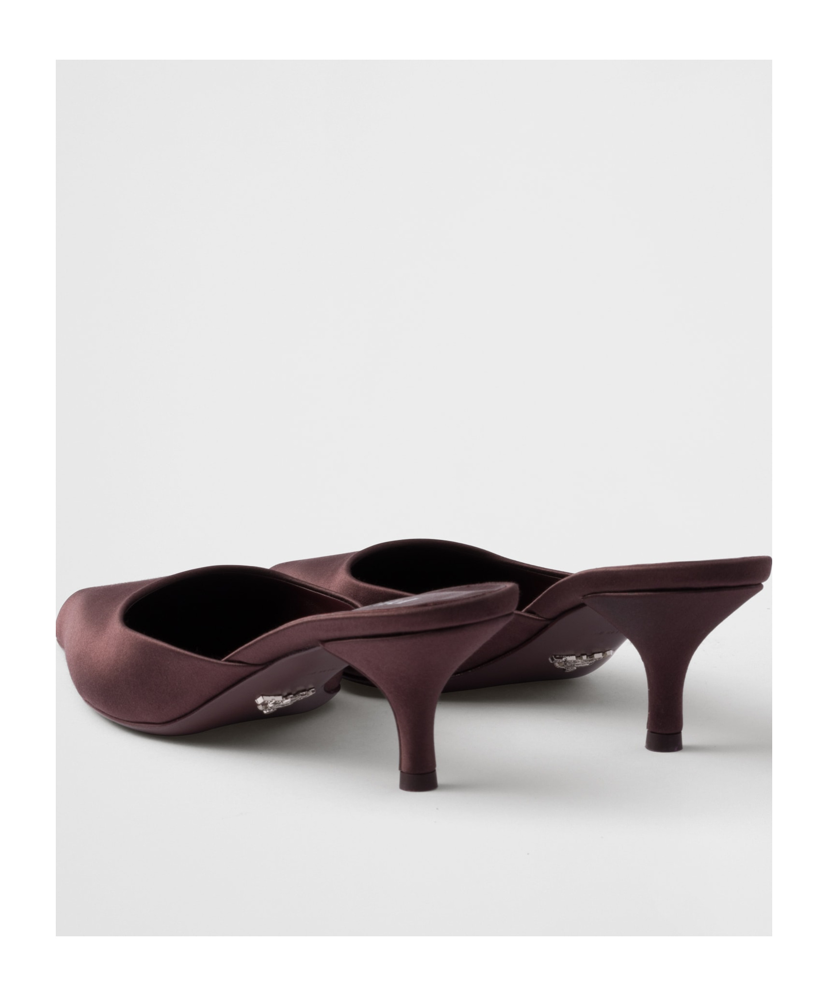 Prada Satin Mules Kitten Heel Pointed Toe In Red