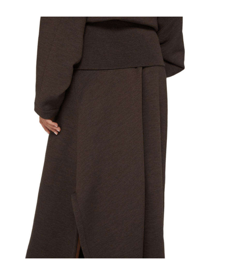 Lemaire Side-slit Waistband Skirt In Brown
