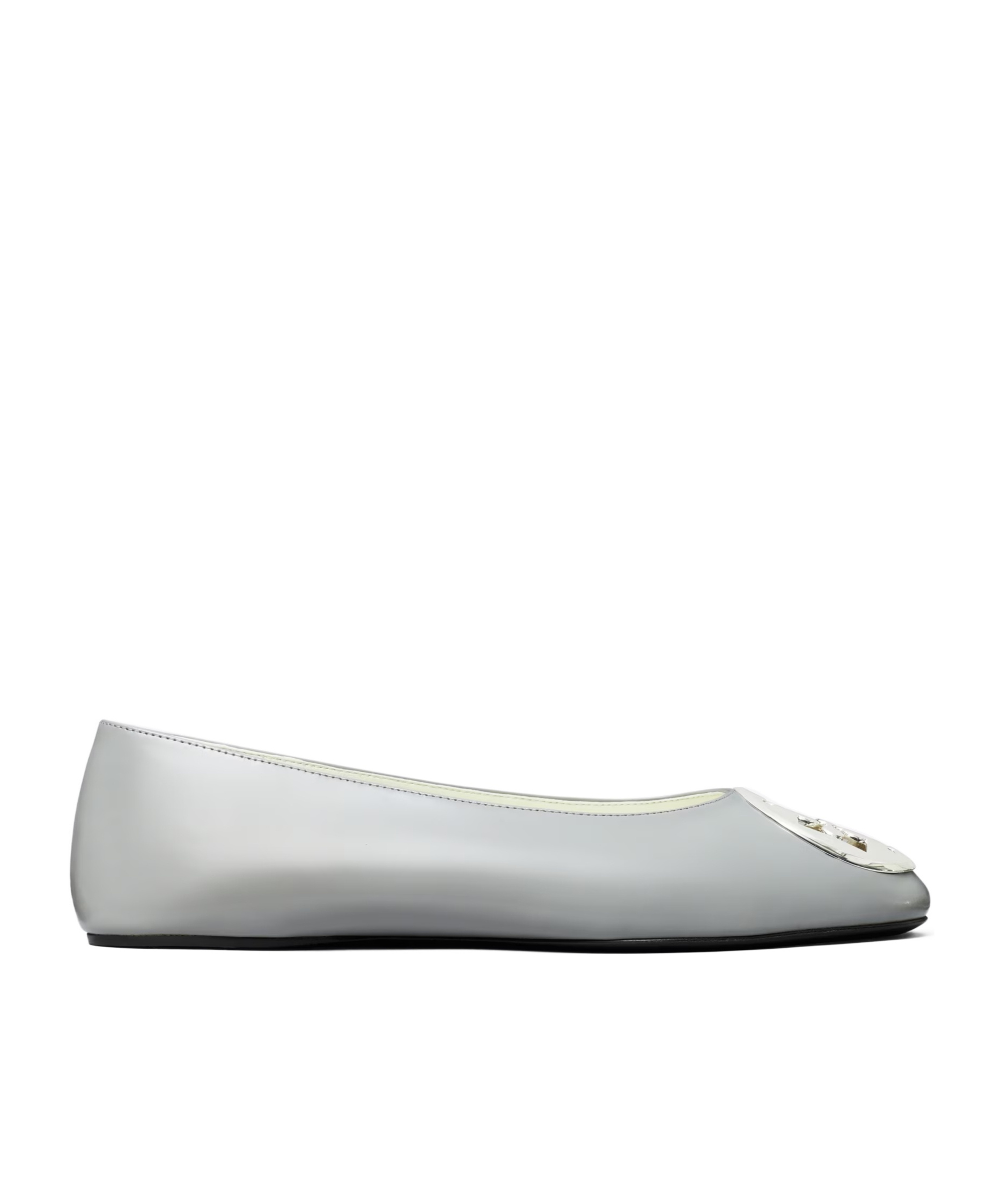 Tory Burch Reva Logo-plaque Ballet Flats In Gray