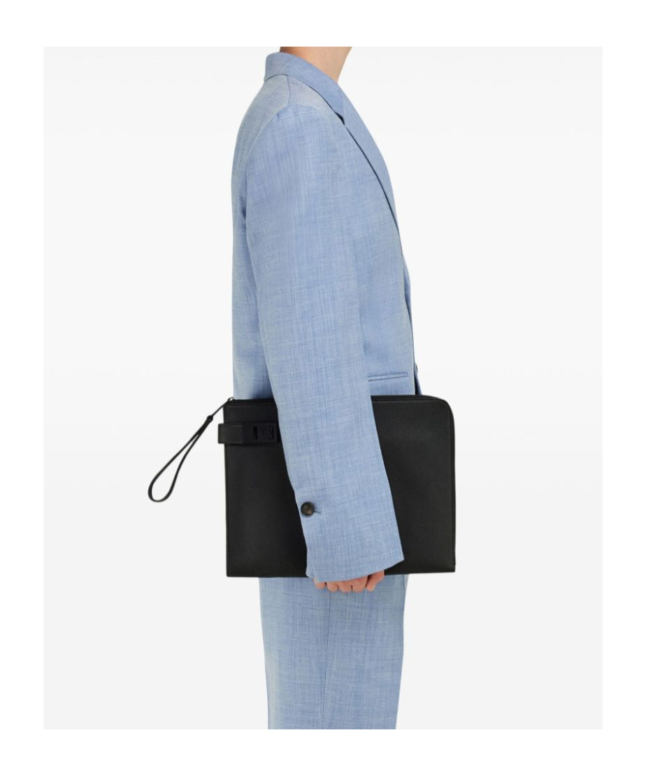 Shop Ferragamo Buckle Clutch In Black
