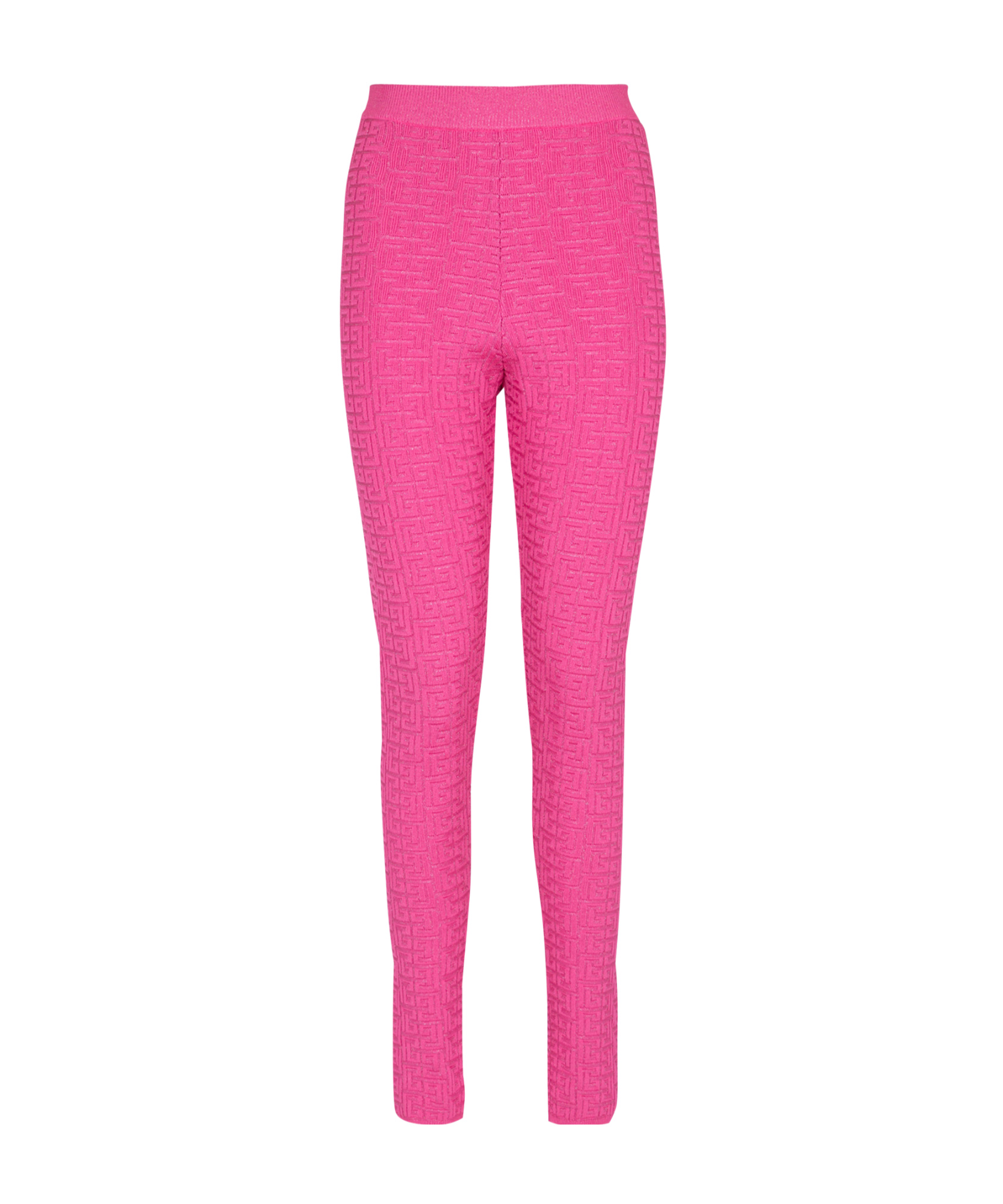 Balmain Knit Leggings With Monogram In Pink