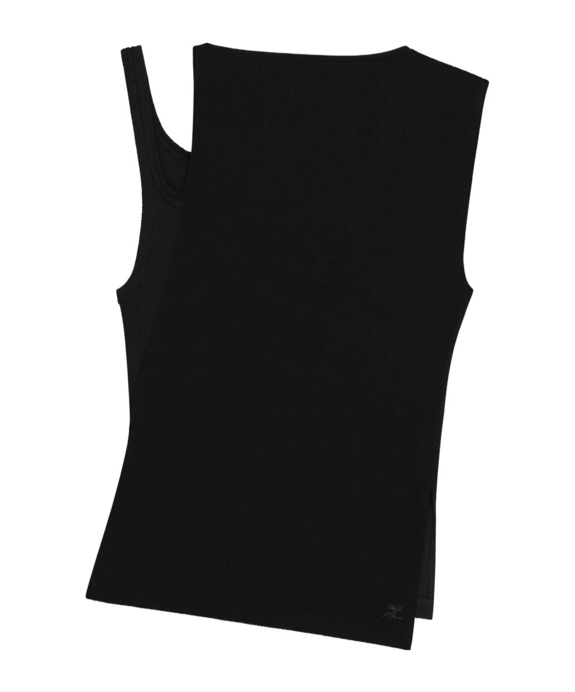Courrèges Asymmetric-neckline Ribbed Top In Black