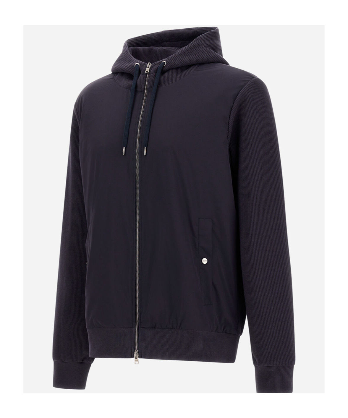 Herno Resort Jacket In Knit Effect Interlock And Travel Nylon Ponente In Blue