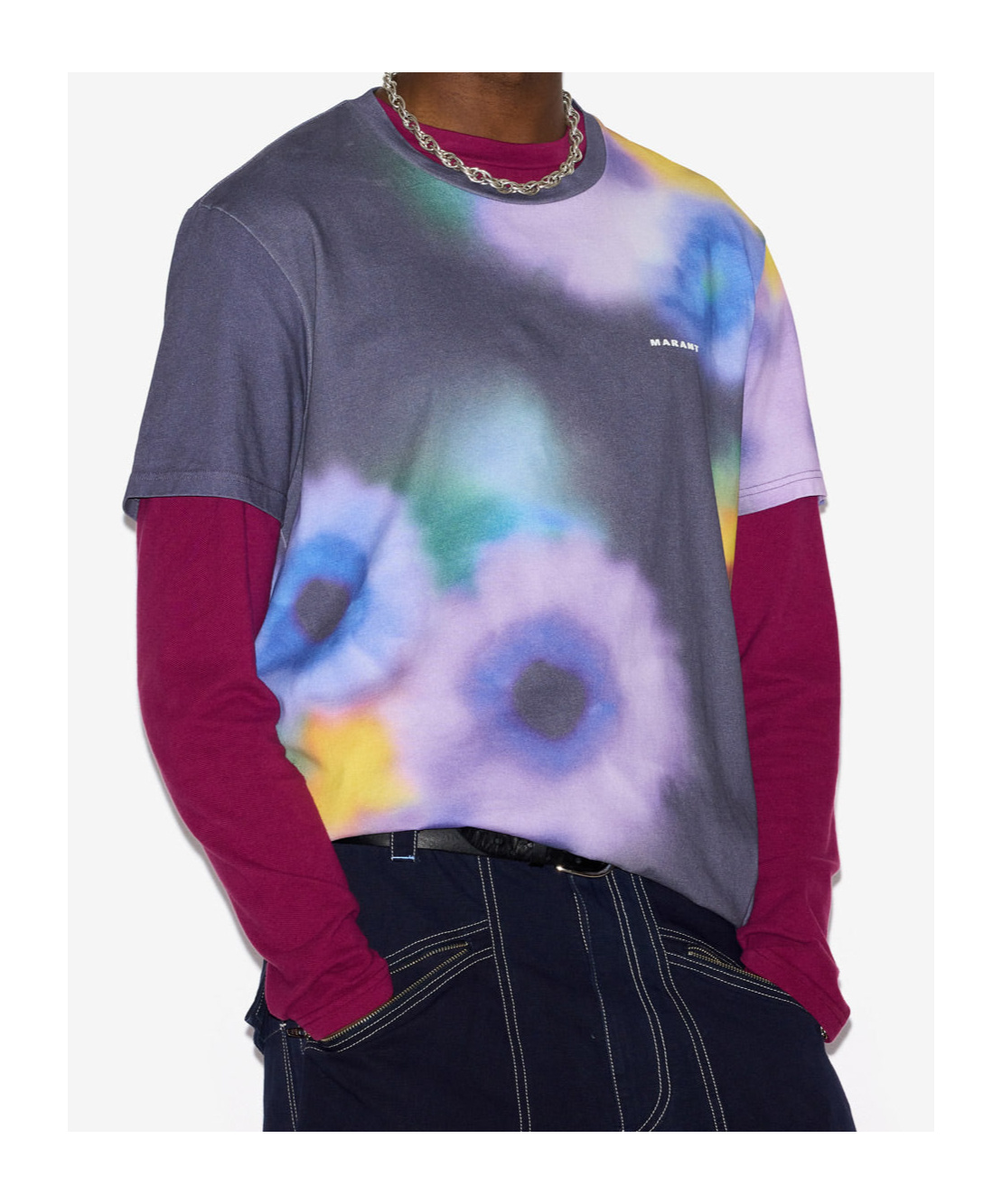 Isabel Marant Blur-effect Logo-print T-shirt In Gray