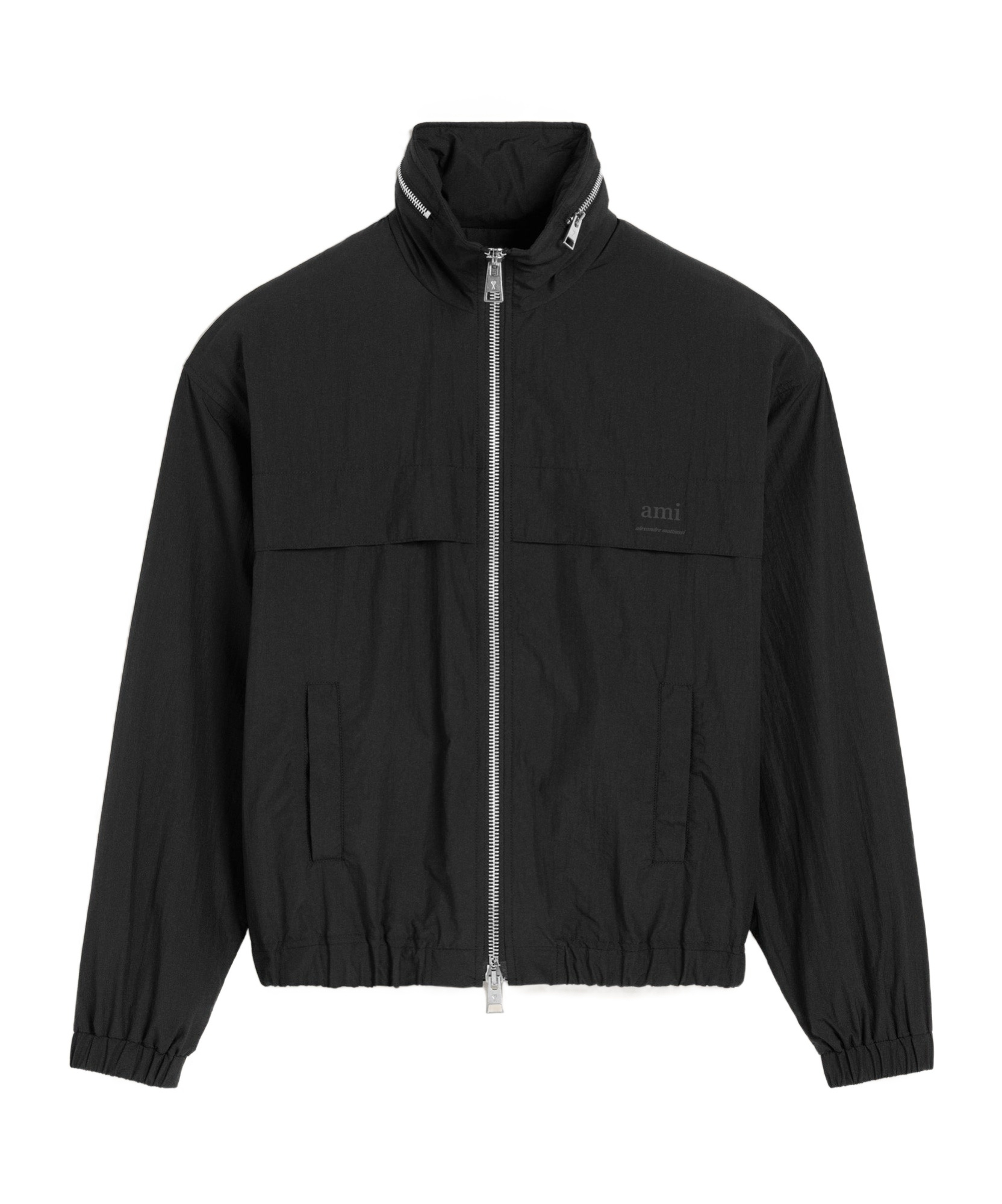 Ami Alexandre Mattiussi Logo-print Zip-up Windbreaker In Black