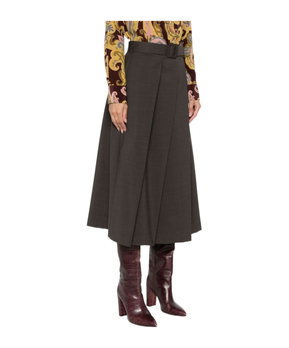 P.a.r.o.s.h Lille Wool-blend Pleated Midi Skirt In Black